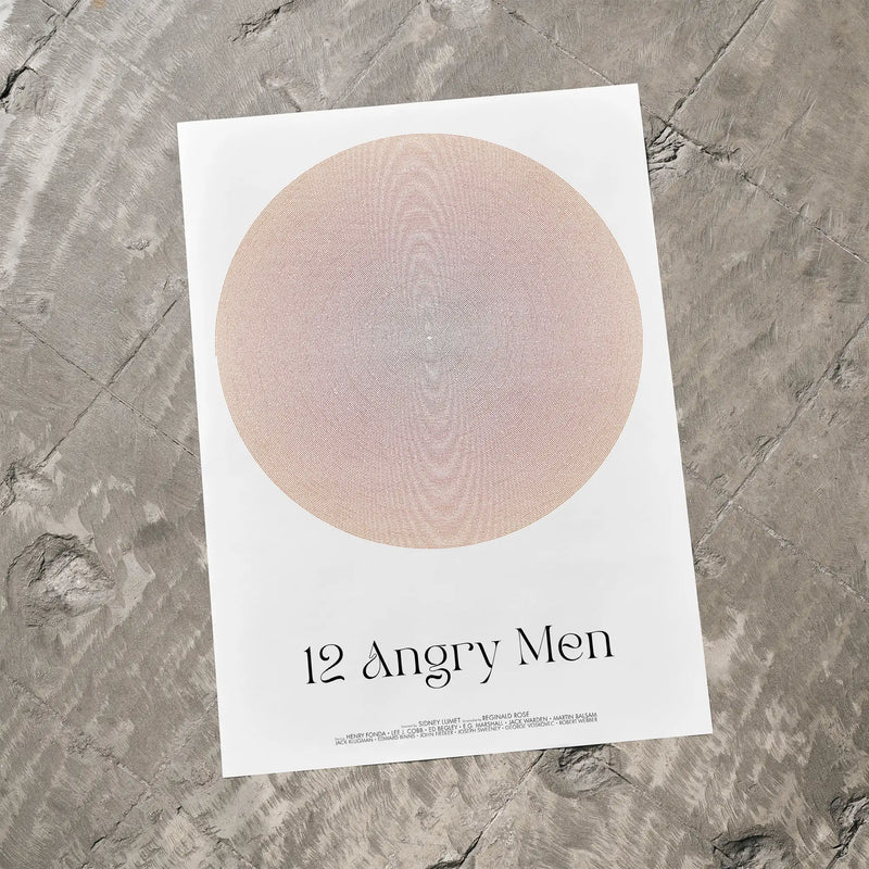 Poster of '12 Angry Men' with a circular design on a textured surface