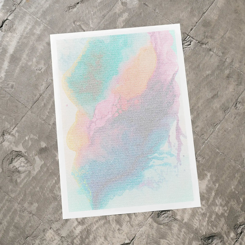 A A Scanner Darkly movie script poster laid flat on a textured floor surface.