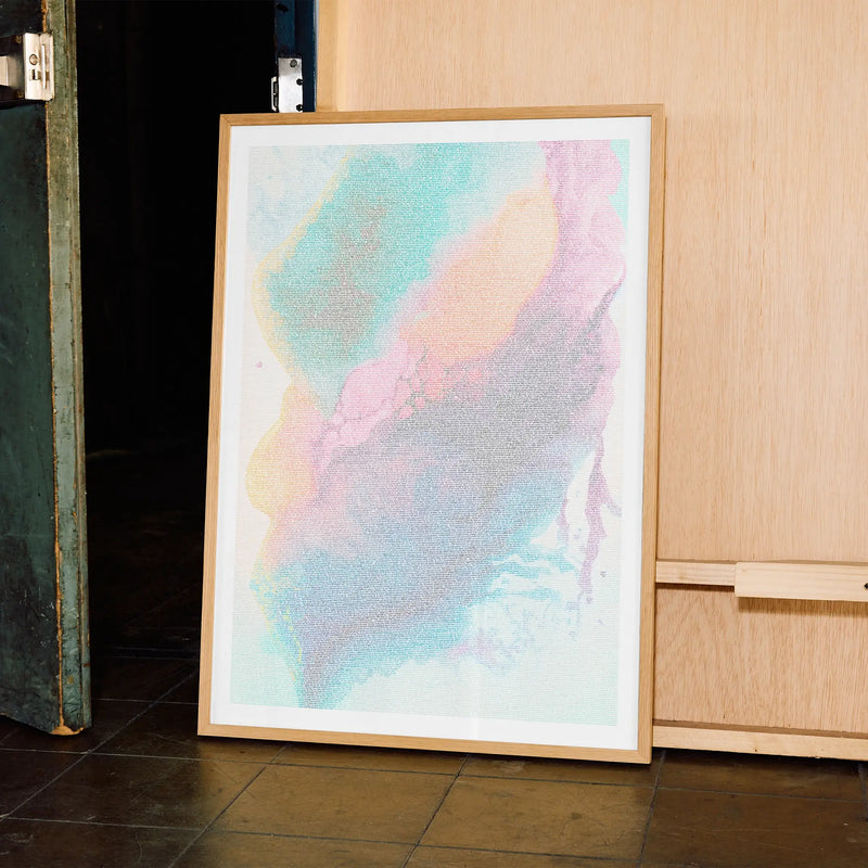 A framed A Scanner Darkly movie script poster displayed in a contemporary interior setting.