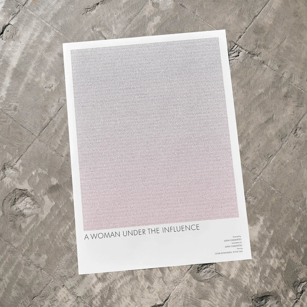 Movie poster for A Woman Under the Influence, on a grey floor.