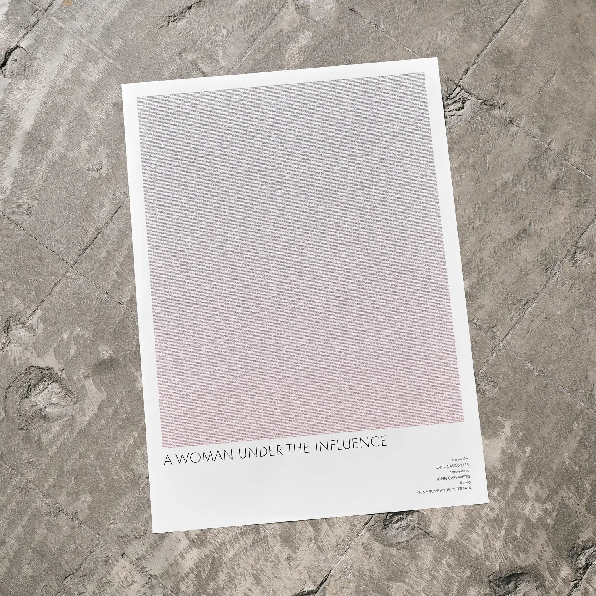 Movie poster for A Woman Under the Influence, on a grey floor.
