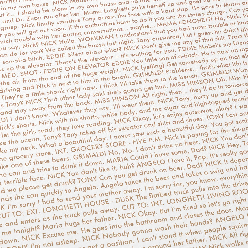 A close-up of 'A Woman Under the Influence' film script