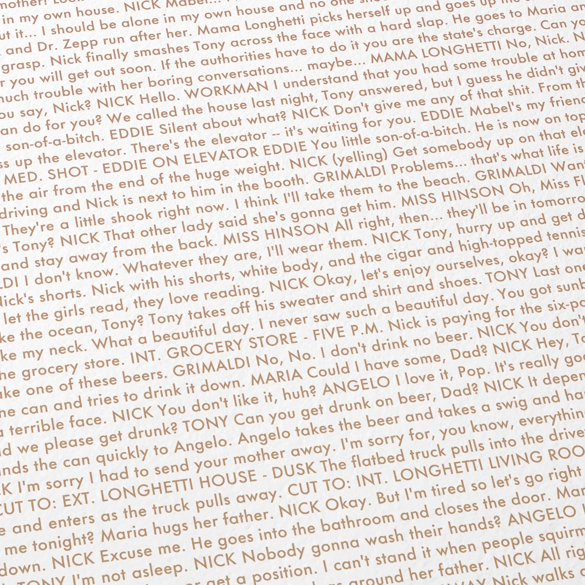A close-up of 'A Woman Under the Influence' film script