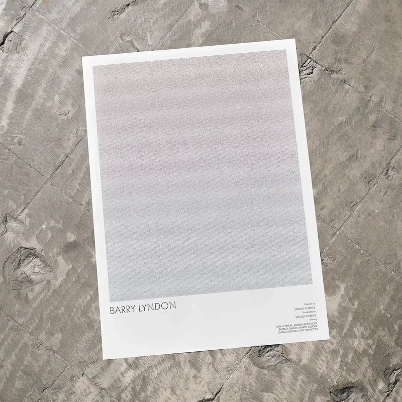 A Barry Lyndon movie script poster laid flat on a textured floor surface.