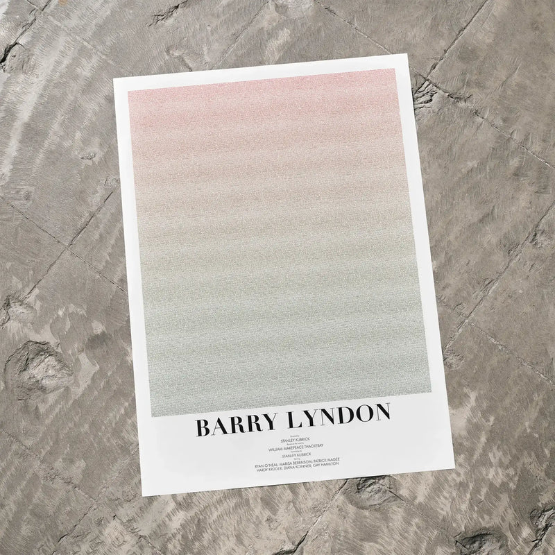 A Barry Lyndon movie script poster laid flat on a textured floor surface.