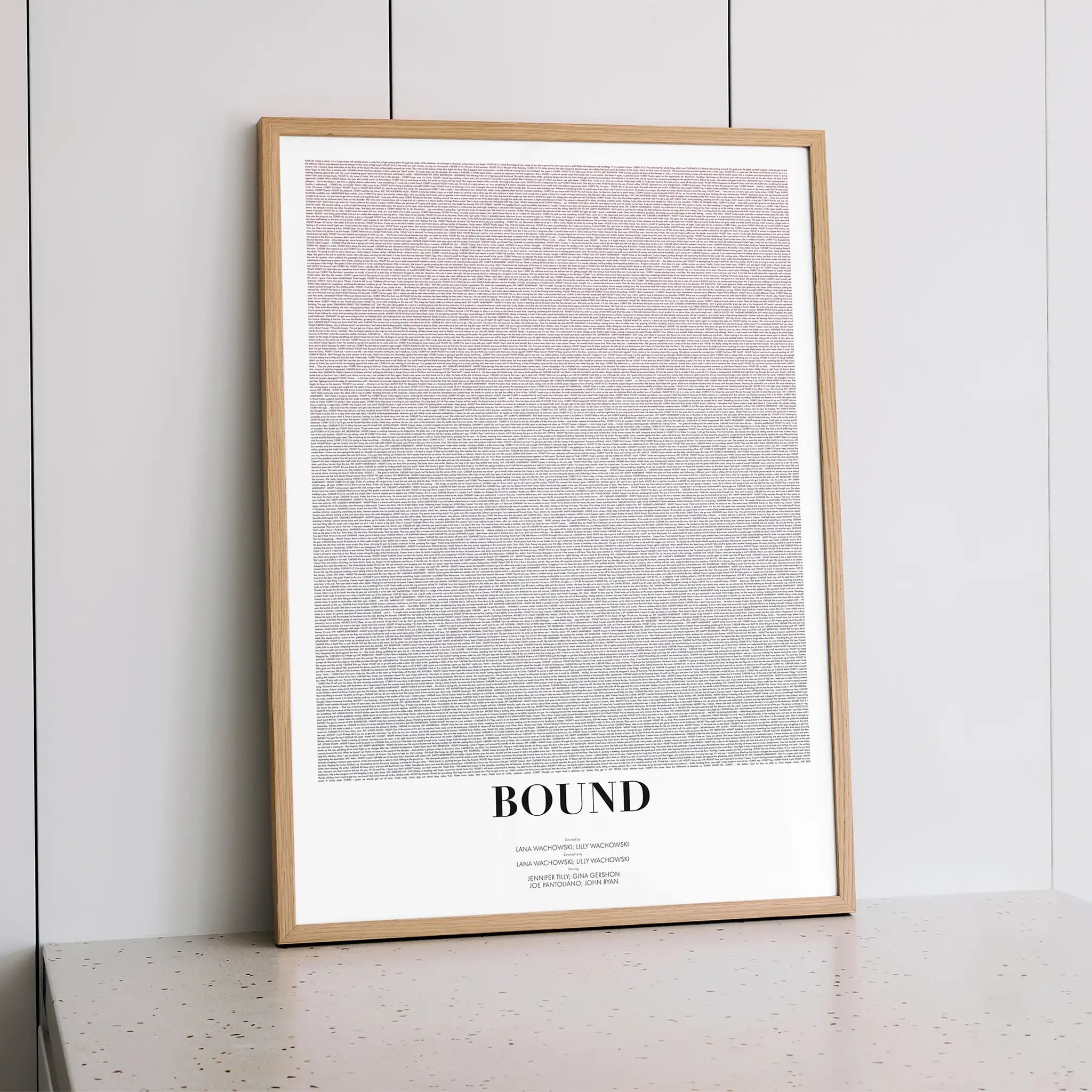Framed 'Bound' (1996) movie poster  on a white wall