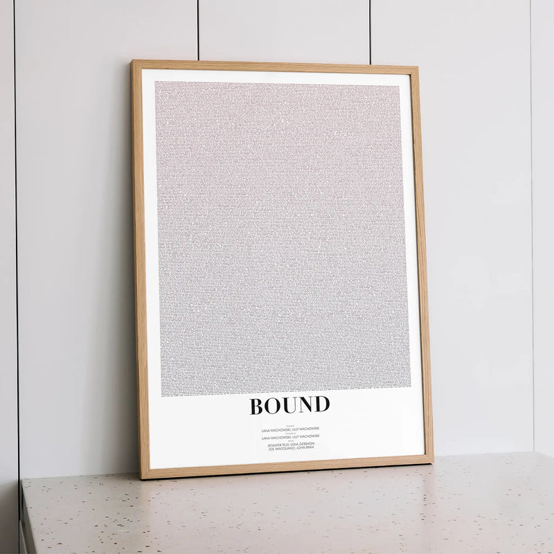 Framed 'Bound' (1996) movie poster  on a white wall
