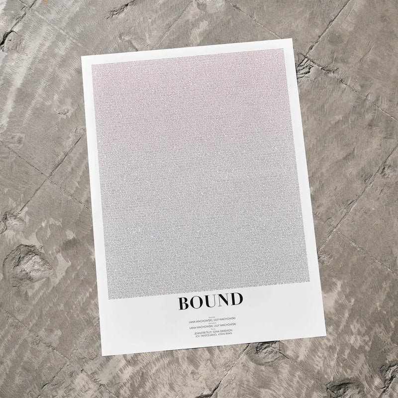 Bound' (1996) movie poster on a textured gray surface
