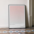 A framed Don't Look Up movie script poster leaning against a wall in a minimalist interior.