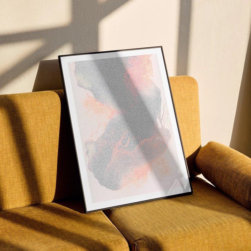 A framed Halloween movie script poster styled in a clean interior setting.