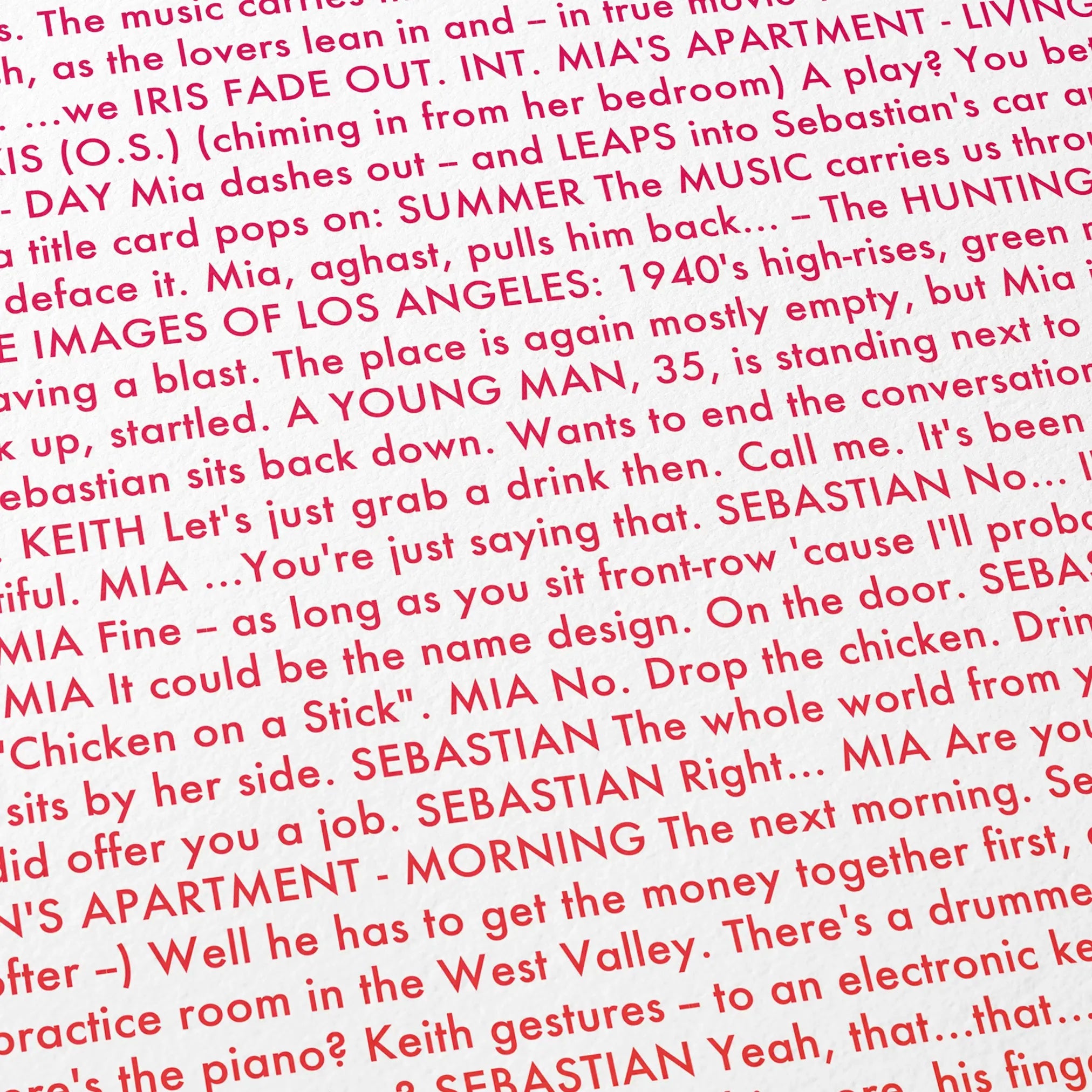 Detail of a La La Land poster showing the script.
