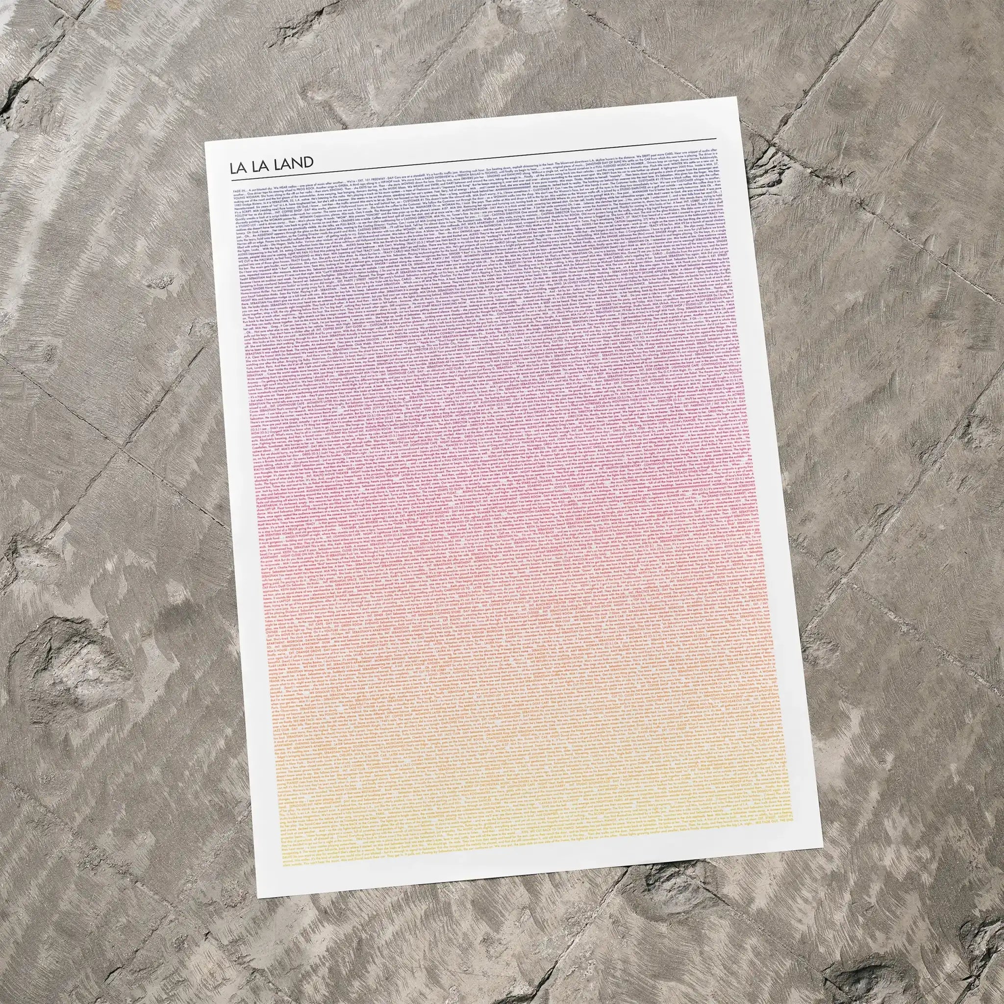 Gradient poster with 'La La Land' text on a textured surface