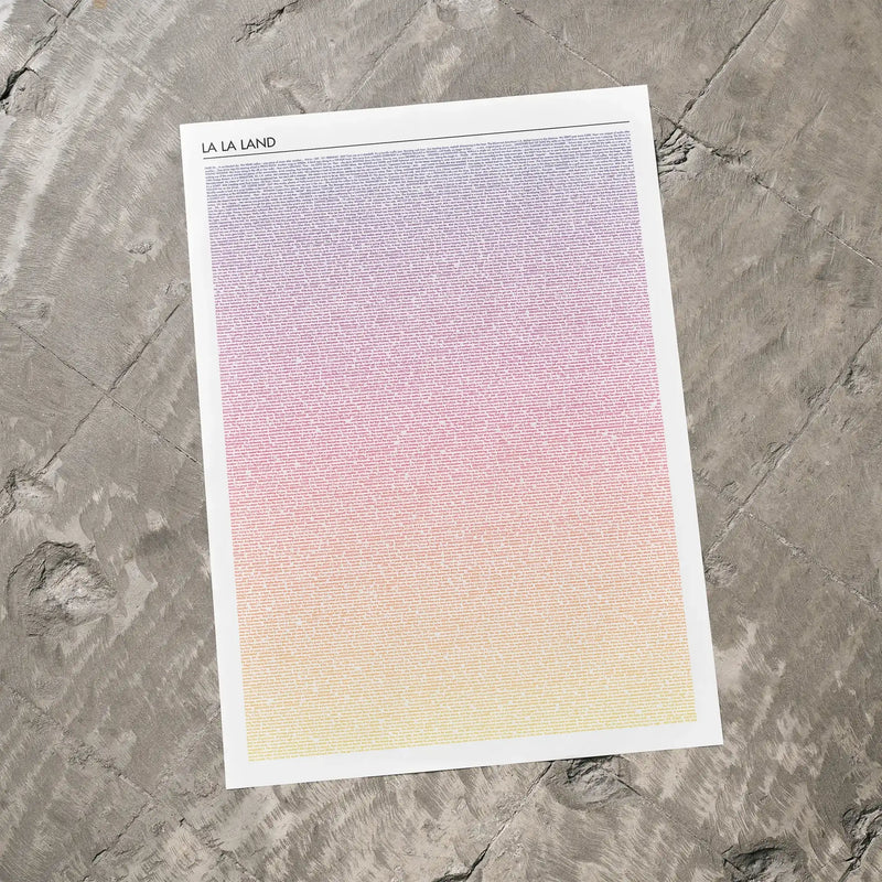 Gradient poster with 'La La Land' text on a textured surface