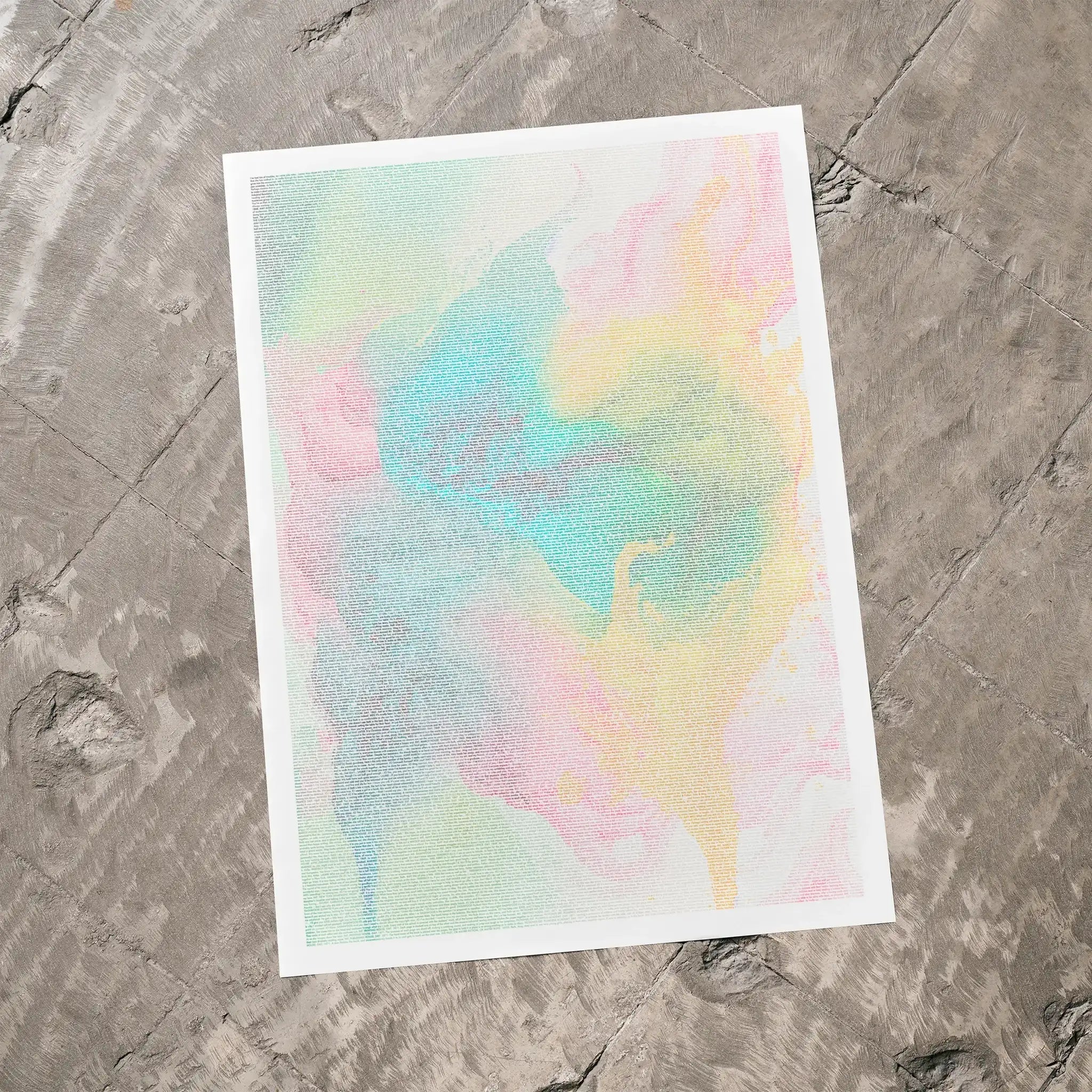 A Little Women movie script poster laid flat on a textured floor surface.