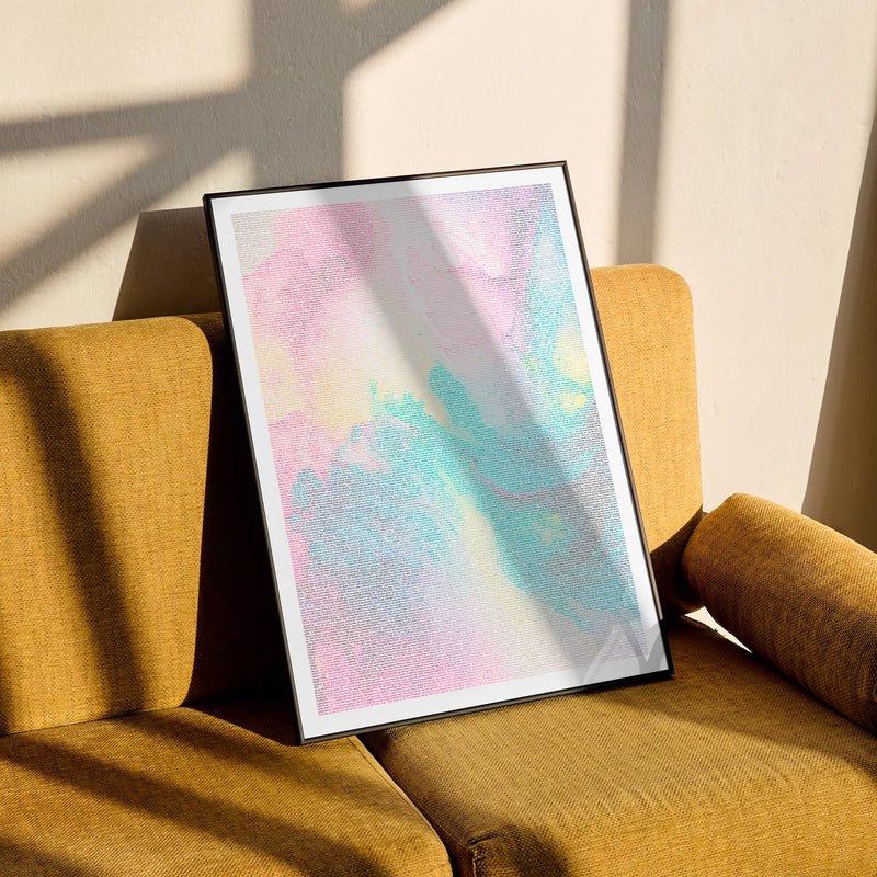 A framed Lost in Translation movie script poster styled in a clean interior setting.