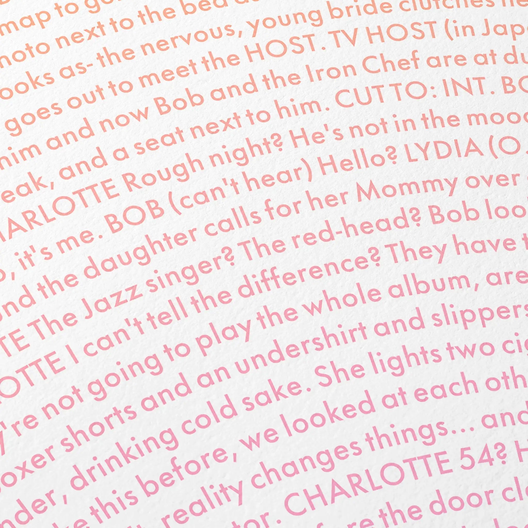 Lost in Translation poster detail showing screenplay.