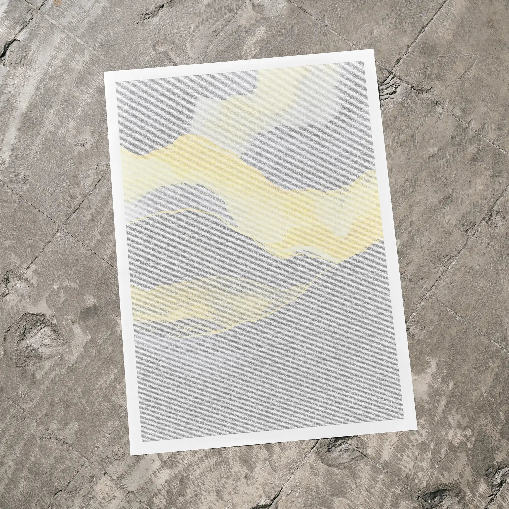 Abstract Malcolm X art print with yellow and gray gradient on a textured surface