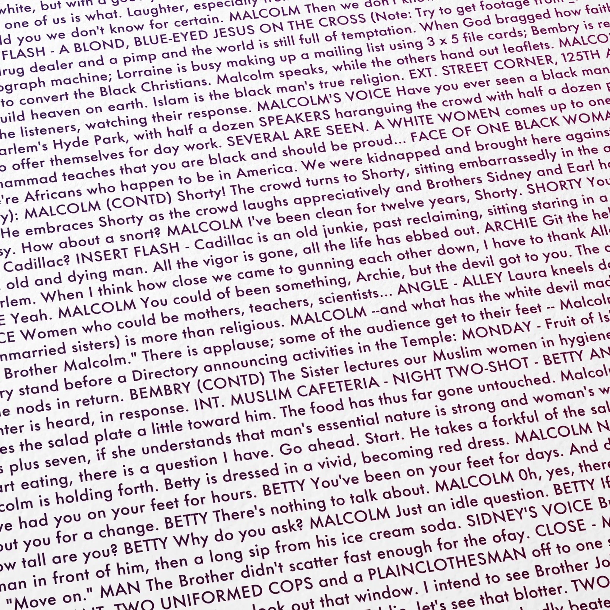 Detail of the Malcolm X script