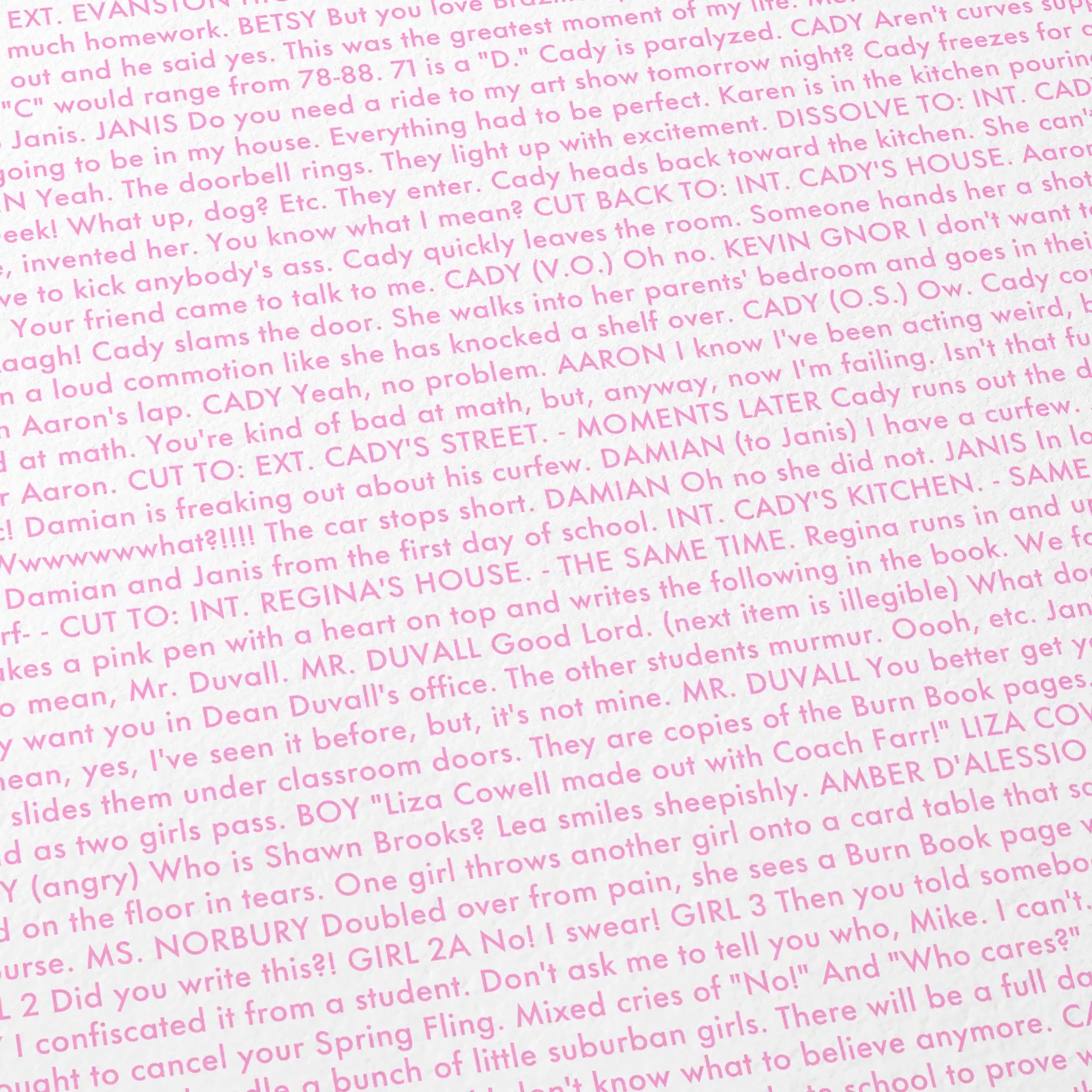 Text on a pink background with white text