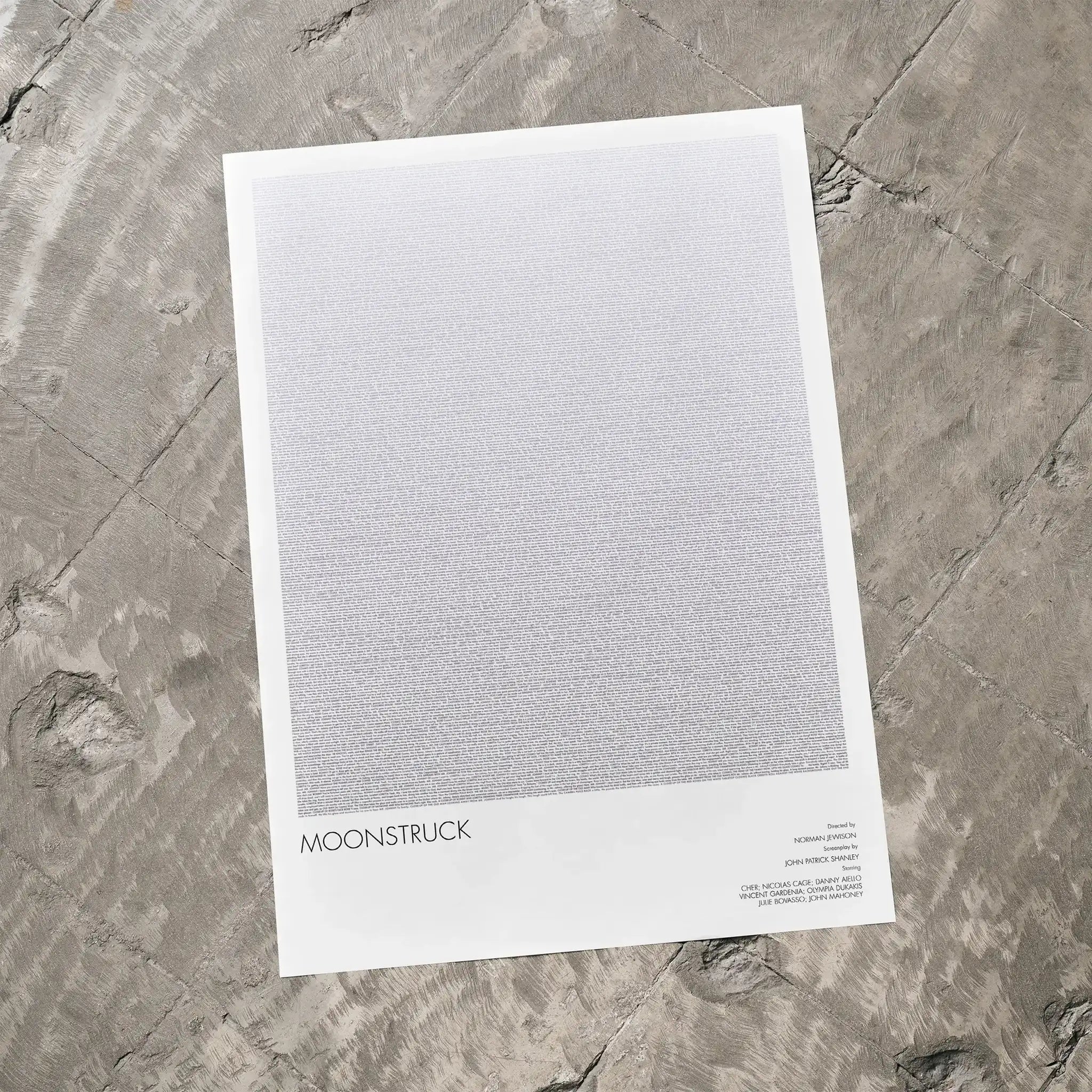 Moonstruck poster on concrete floor