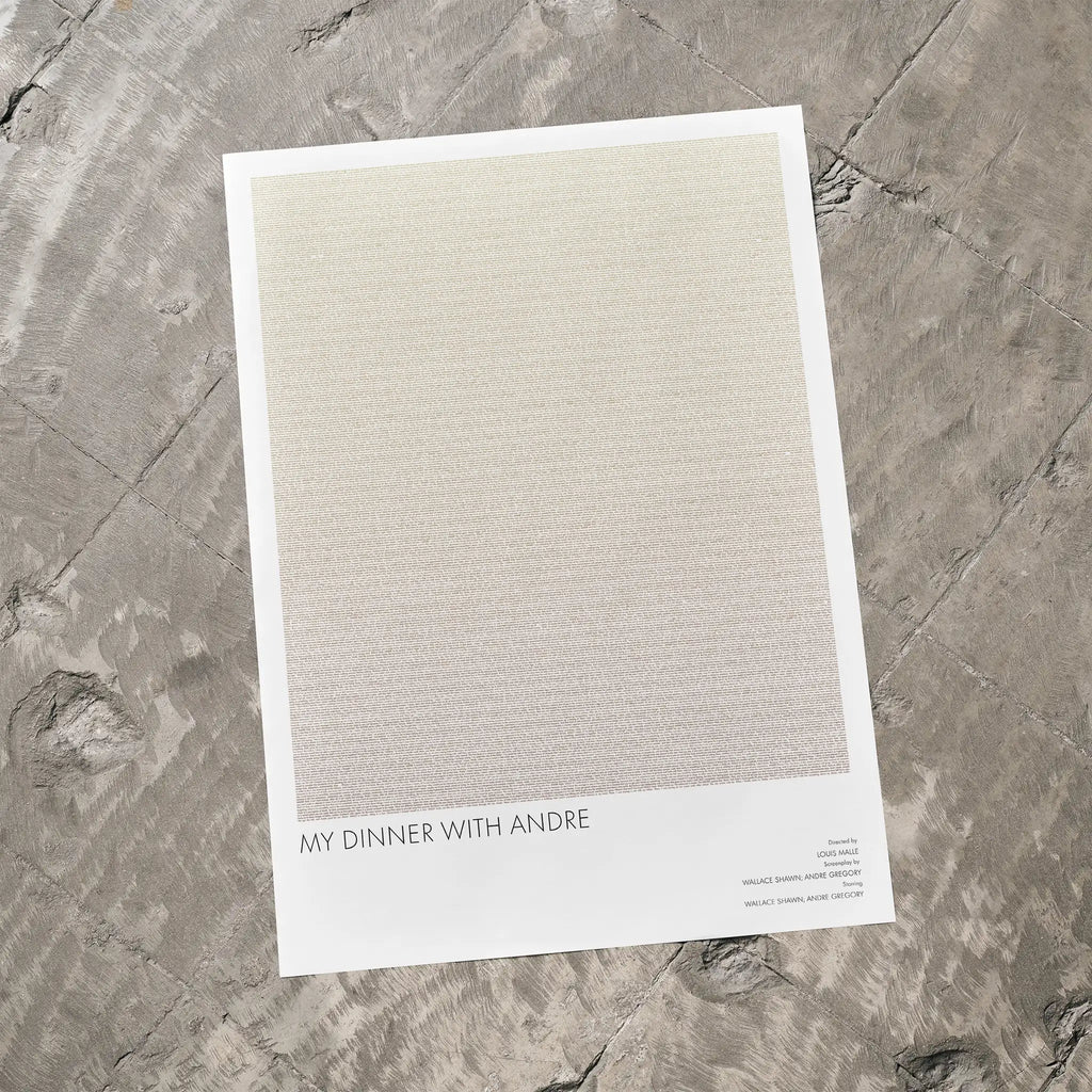 Poster of 'My Dinner with Andre' on a textured stone surface