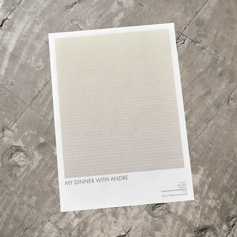 Poster of 'My Dinner with Andre' on a textured stone surface