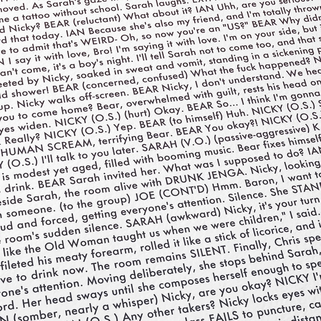 Text from Obsession script with various characters and their lines.
