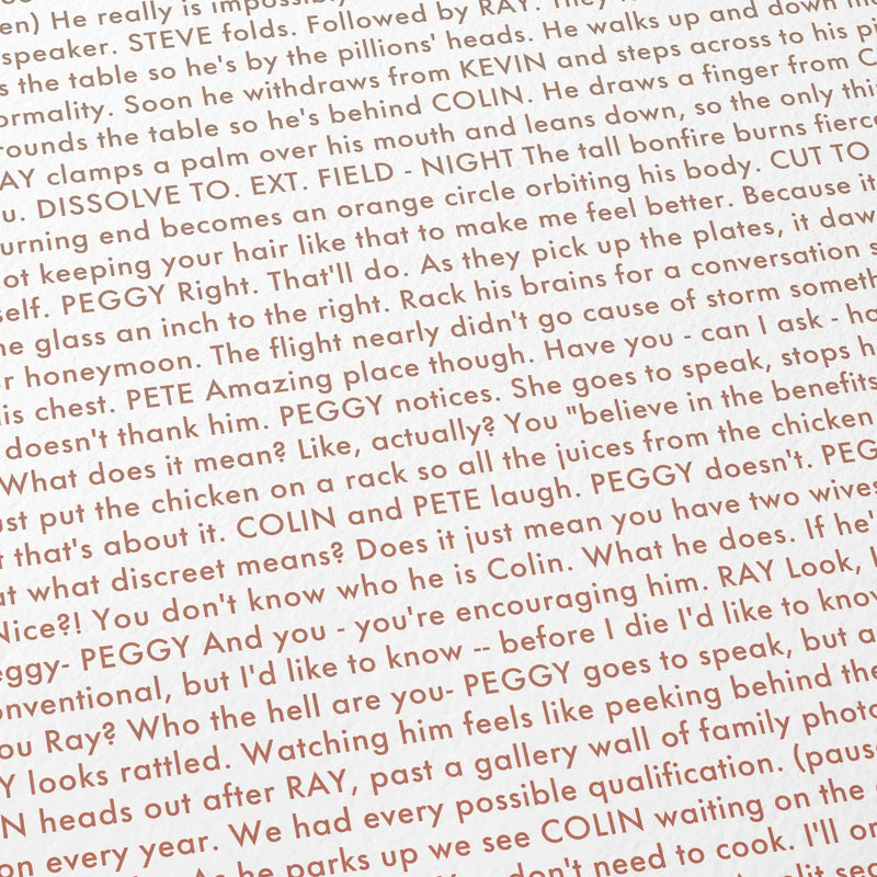 Detail of a Pillion movie poster showing the script.