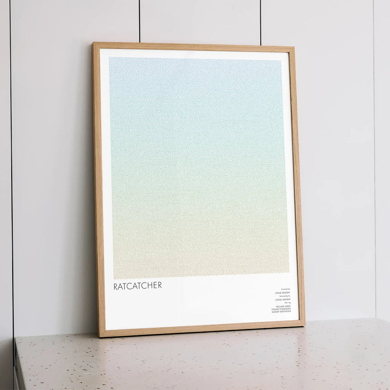 Framed "Ratcatcher" artwork with a gradient design on a white wall