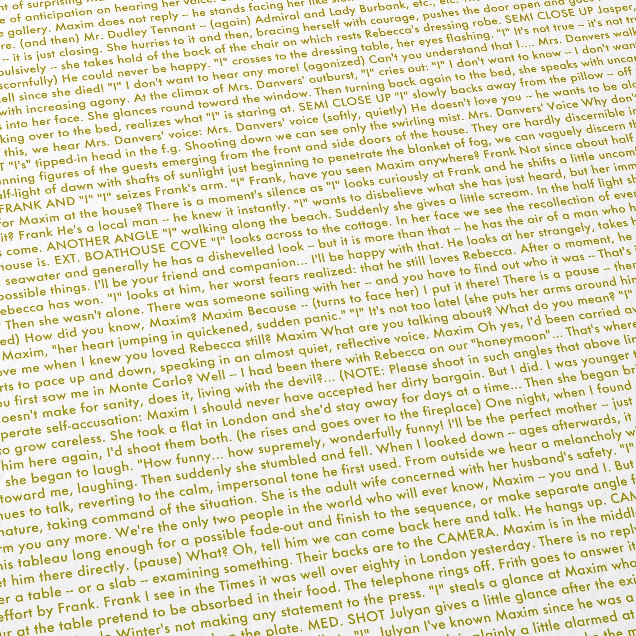 Screenplay detail of Hitchcock's "Rebecca"