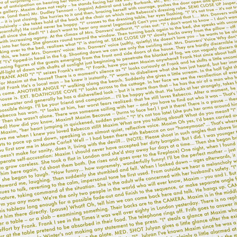 Screenplay detail of Hitchcock's "Rebecca"