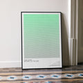 A framed Star Wars: Return of the Jedi movie script poster leaning against a wall in a minimalist interior.