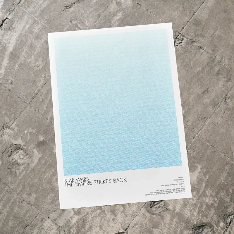 A Star Wars: The Empire Strikes Back movie script poster laid flat on a textured floor surface.