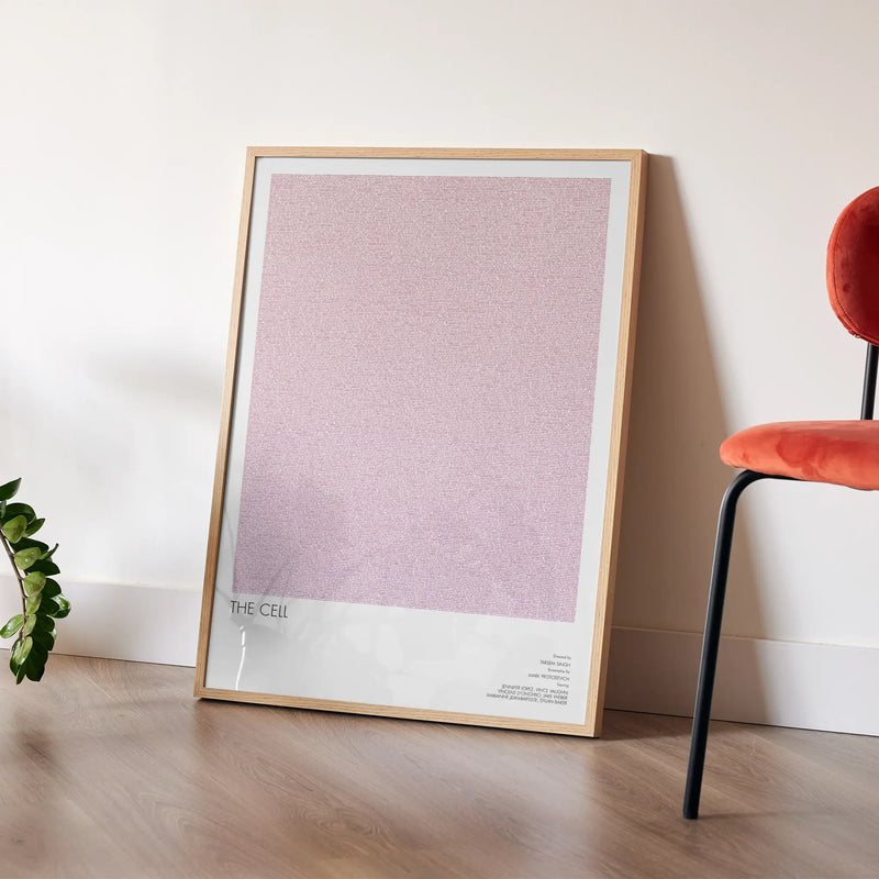 A framed The Cell movie script poster placed in a bright interior environment.