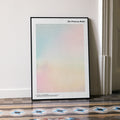 A framed The Princess Bride movie script poster leaning against a wall in a minimalist interior.