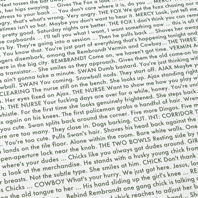 Close up detail showing 'The Warriors' 1979 screenplay