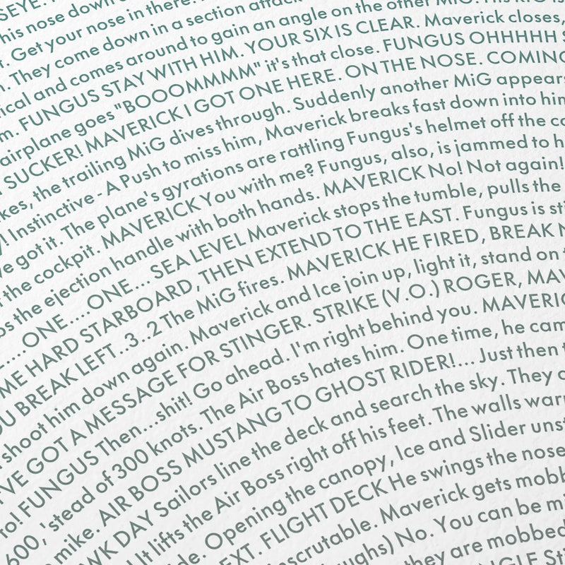 Detail of the Top Gun screenplay